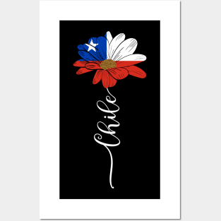 Vintage Chile Sunflower Flag Chile Lover Posters and Art
